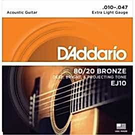 Daddario EJ10 Akustik Gitar Teli Takım Set
