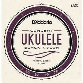 Daddario EJ53C Ukulele Takım Tel Concert Black Nylon