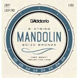 D'Addario EJ62 80/20 Bronze Mandolin Strings, Light Takım Tel - Mandolin Teli 10-34